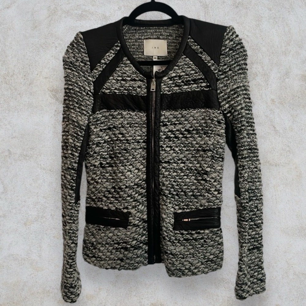 New IRO Izzy Black & White Jacket Size 36